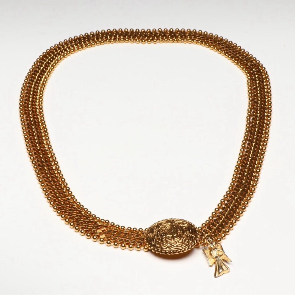 CHANEL CC Rare Vintage Gold Angel Coin Medal Belt / Necklace